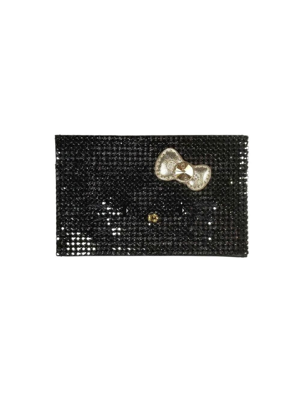 Swarovski Sanrio Hello Kitty Bow Crystal Black Leather Card Holder Wallet